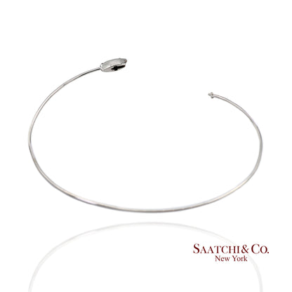 18K(750) Solid White Gold Natural Diamond Marquise Shape Bangle Bracelet