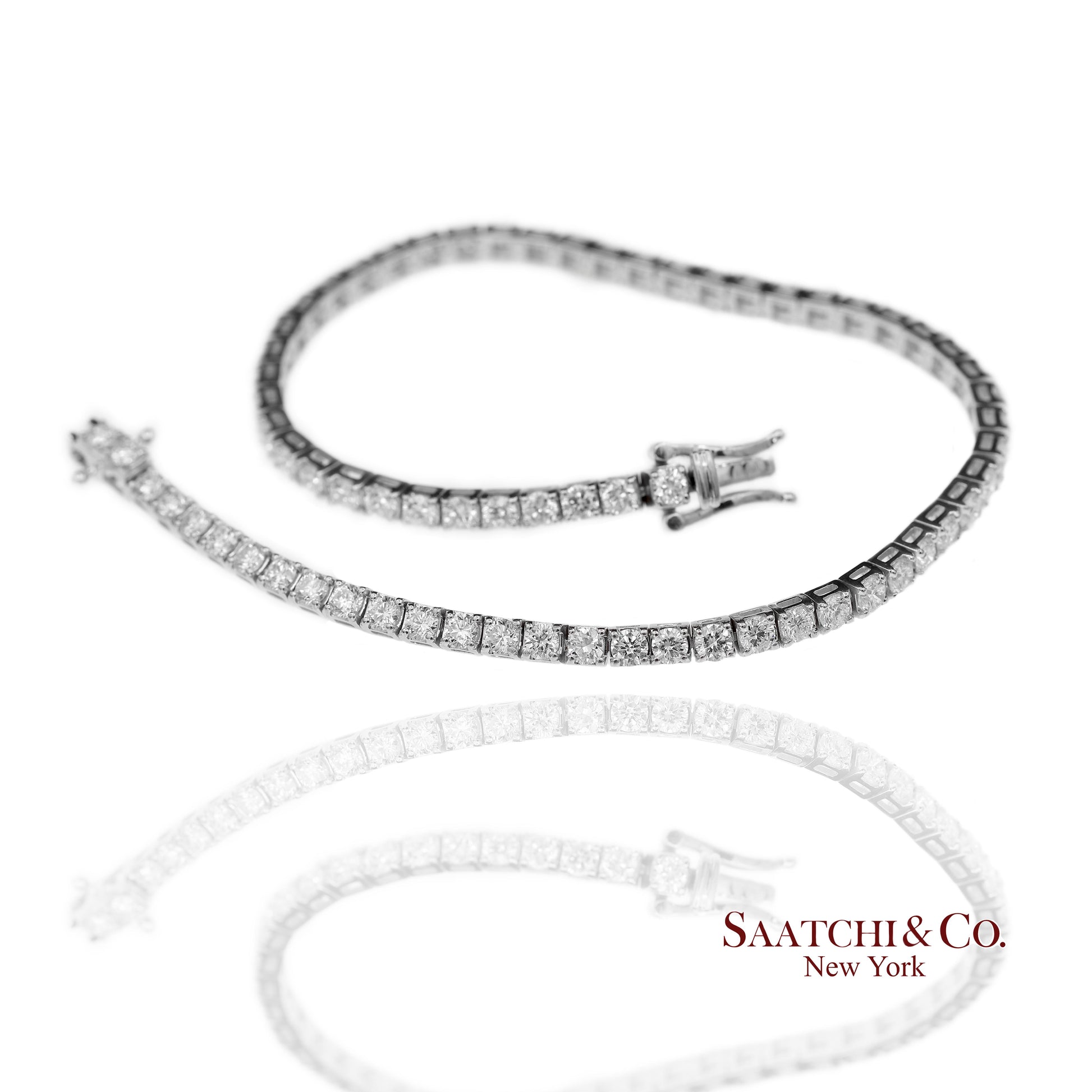 14K(585) White Gold Lab Diamond (CVD) Tennis Bracelet Size 8.5 inch