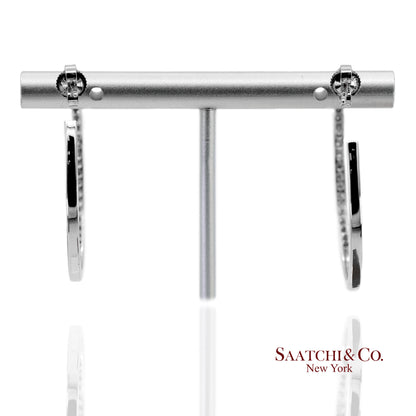 18K(750) Solid White Gold Natural Diamond Hoop Earrings