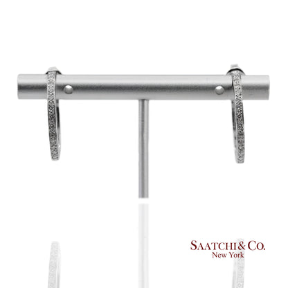 18K(750) Solid White Gold Natural Diamond Hoop Earrings