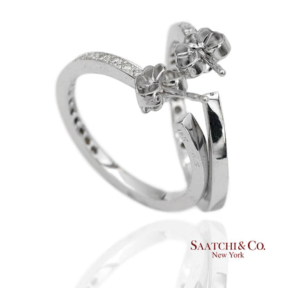 18K(750) Solid White Gold Natural Diamond Hoop Earrings