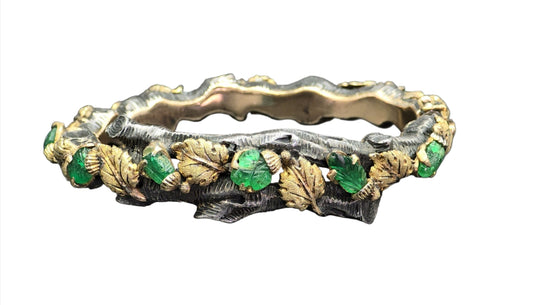 MARIO BUCCELLATI - Vintage - Natural Emerald - Carved Bracelet