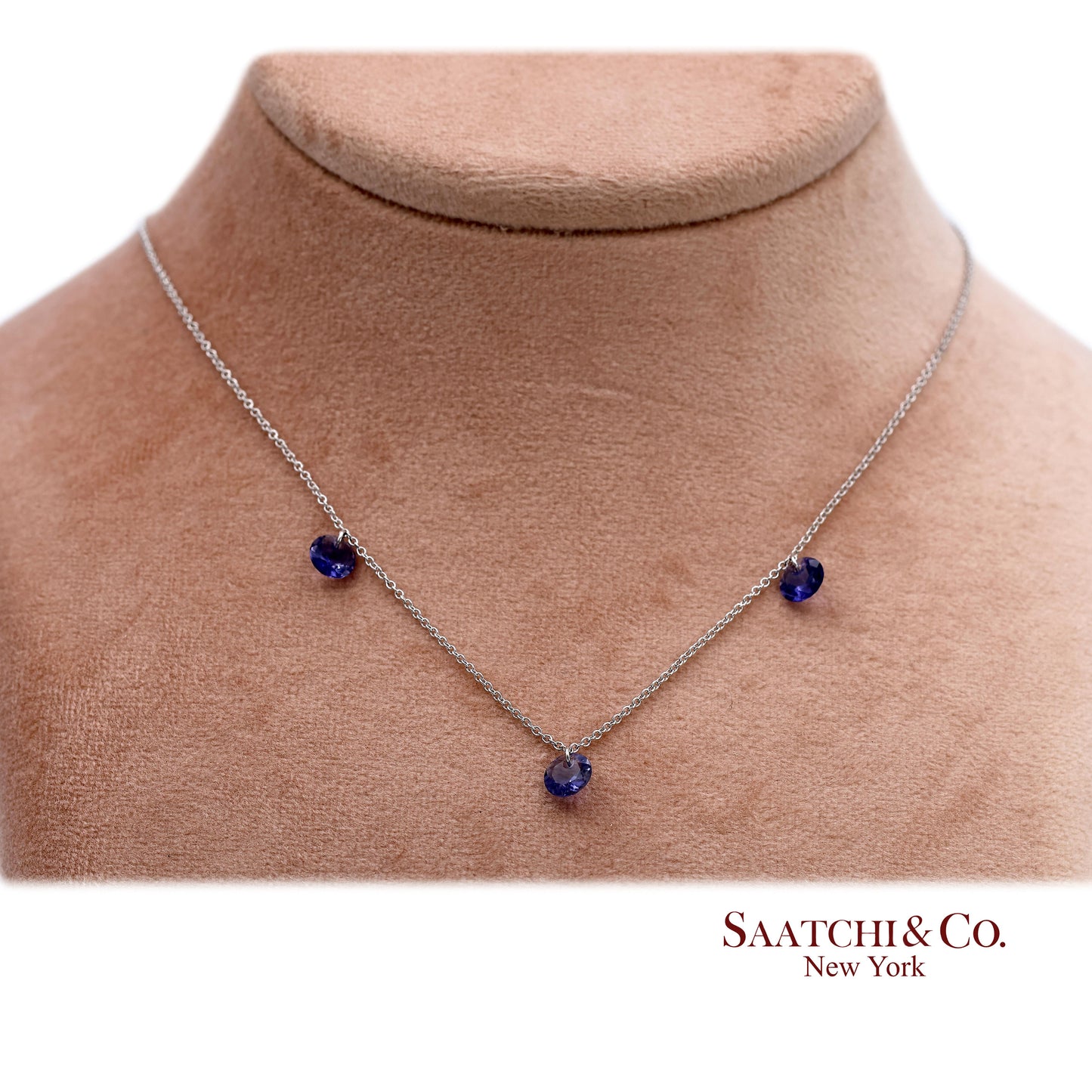 18K(750) White Gold Natural Amethyst Pendant Necklace with Chain