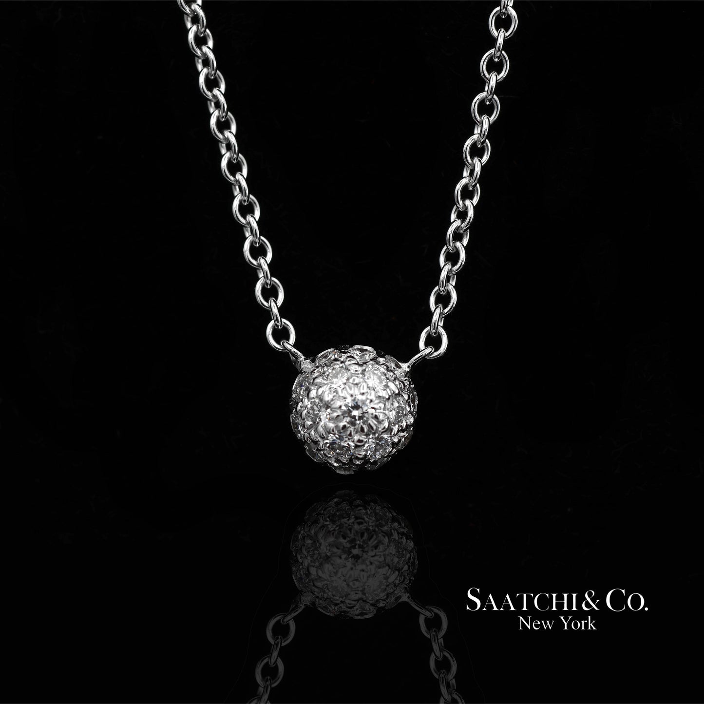 18K(750) White Gold Natural Diamond Pendant Necklace with Chain