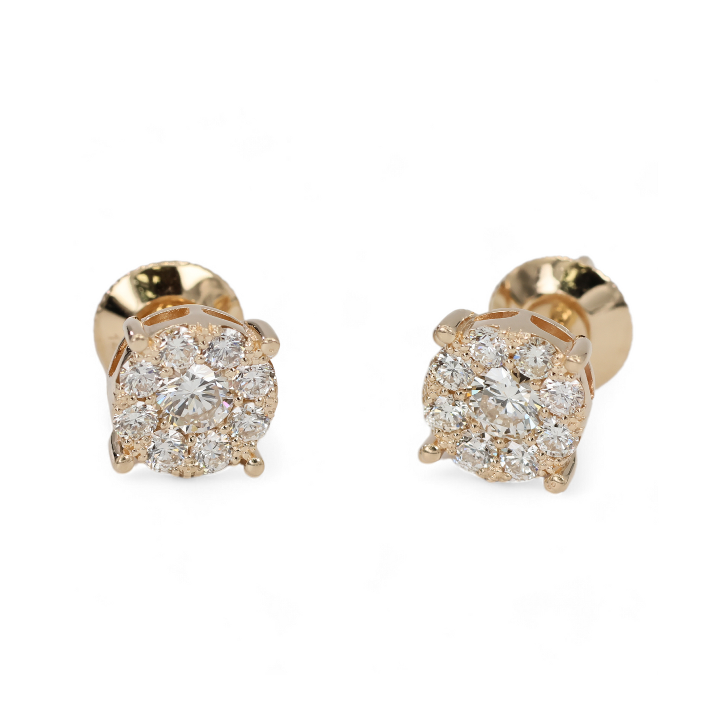 Round Cut Diamond Cluster Stud Earrings