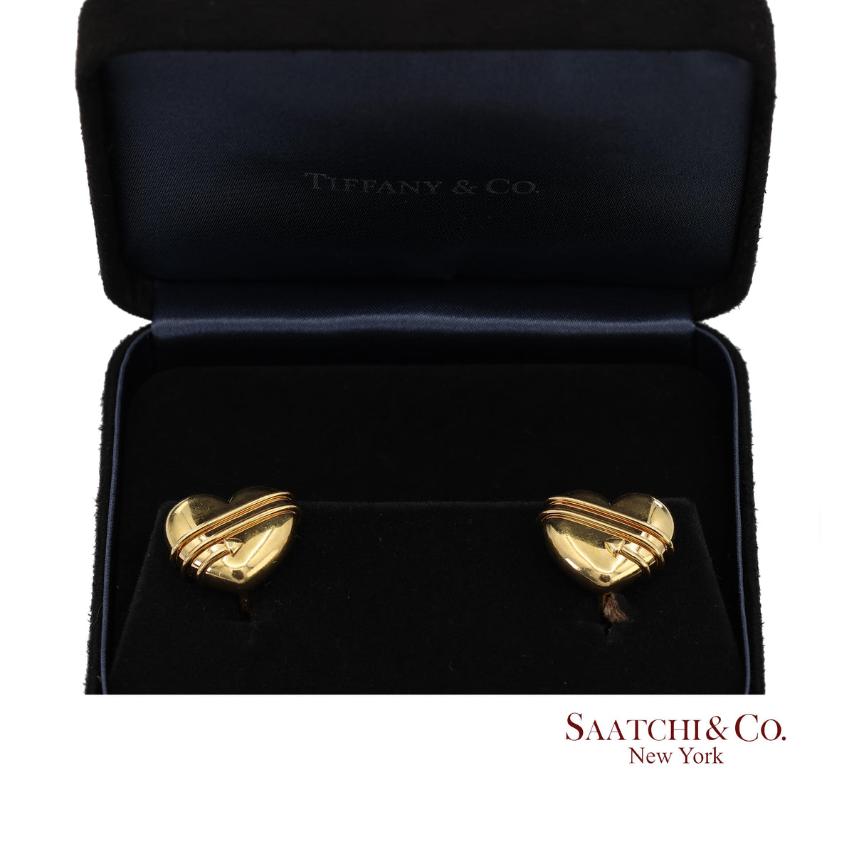 Tiffany & Co. Vintage 18K(750) Yellow Gold Arrow Wrapped Heart Shape Earrings