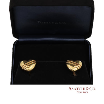 Tiffany & Co. Vintage 18K(750) Yellow Gold Arrow Wrapped Heart Shape Earrings