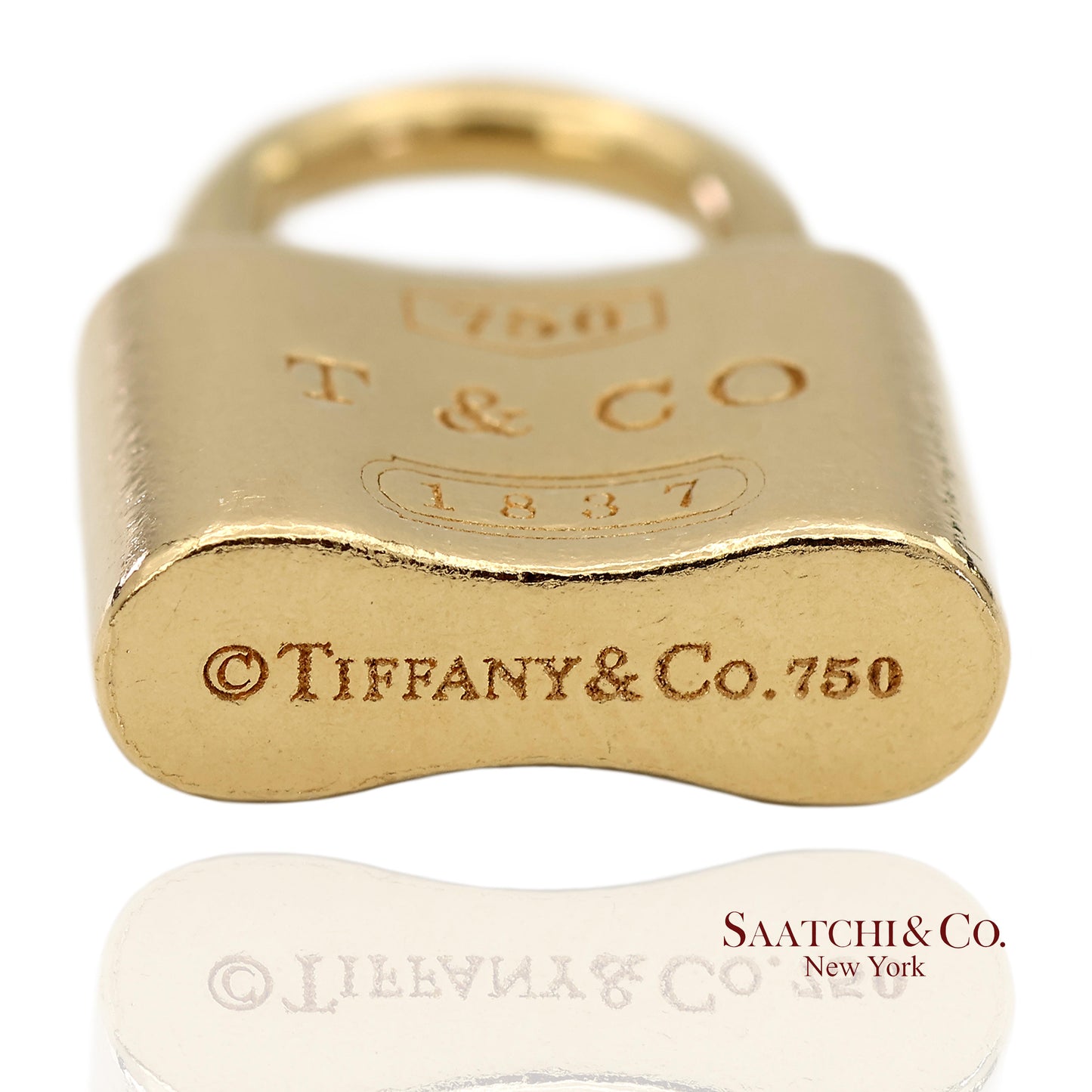 Tiffany & Co. 18K Yellow Gold Padlock Charm Pendant Necklace (Non Openable)