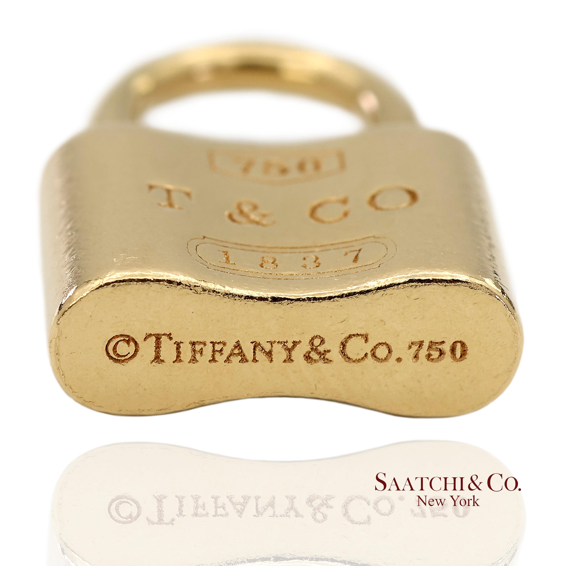 Tiffany & Co. 18K Yellow Gold Padlock Charm Pendant Necklace (Non Openable)