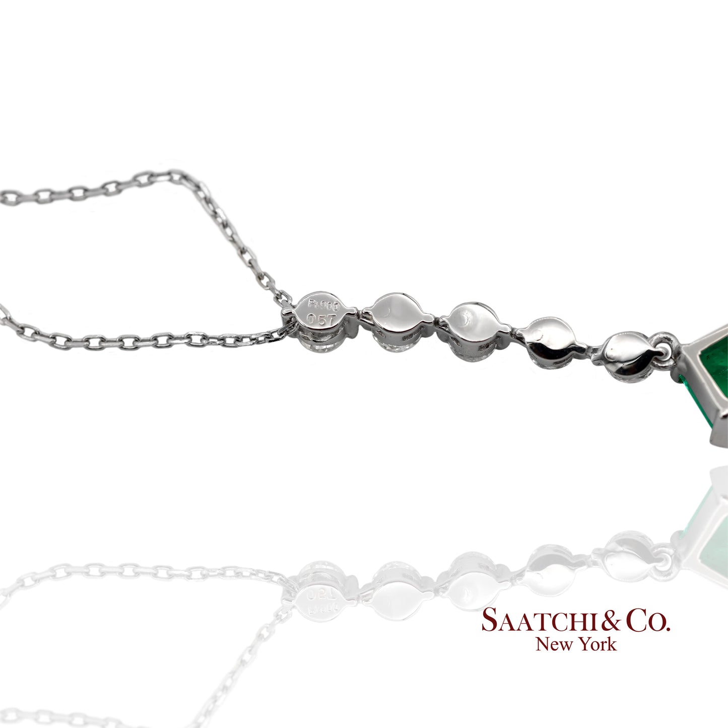 GIA Certified Platinum 900 Natural Diamond and Colombian Emerald Pendant
