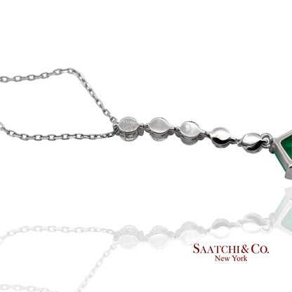 GIA Certified Platinum 900 Natural Diamond and Colombian Emerald Pendant