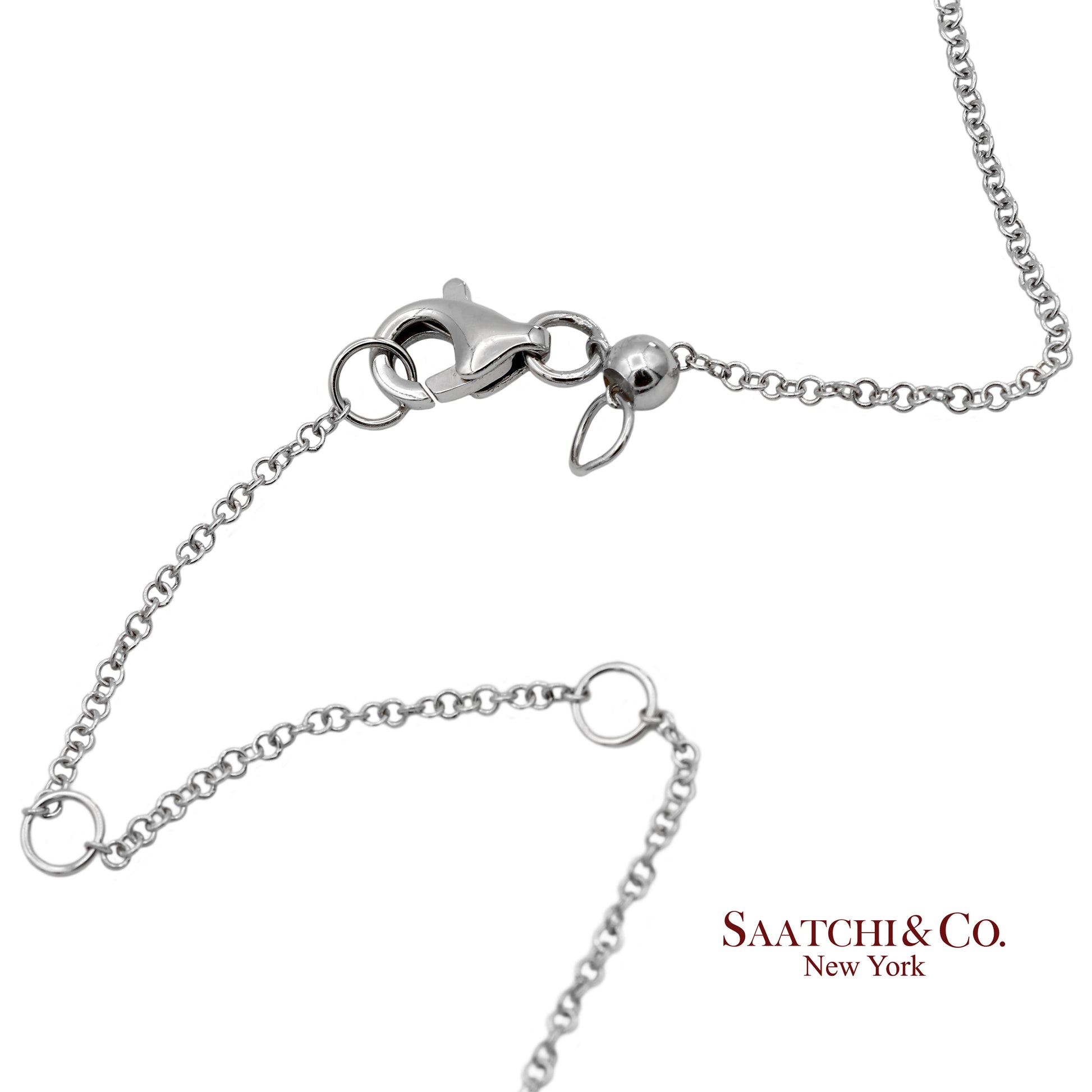 14K(585) White Gold Natural Diamond Adjustable By the Yard Necklace/Pendant