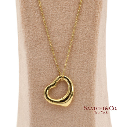 Tiffany & Co. Elsa Peretti 18K 750 Yellow Gold Open Heart Pendant Necklace