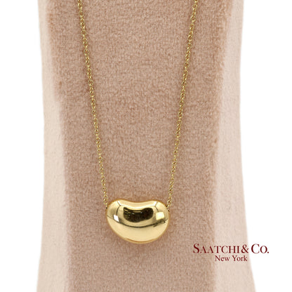 Tiffany&Co. Elsa Peretti 18K 750 Solid Yellow Gold Bean Design Pendant Necklace
