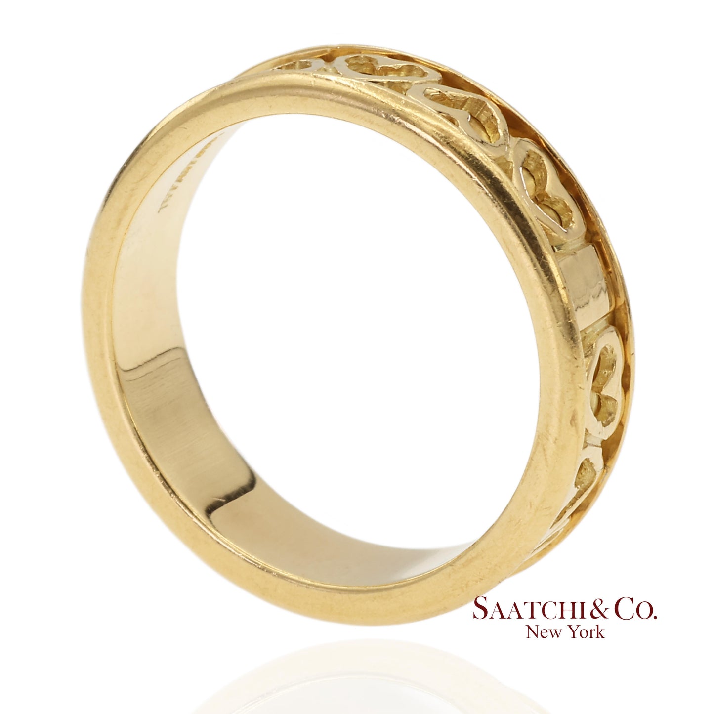 Vintage Tiffany & Co. 18K 750 Solid Yellow Gold Heart Shape Band Ring