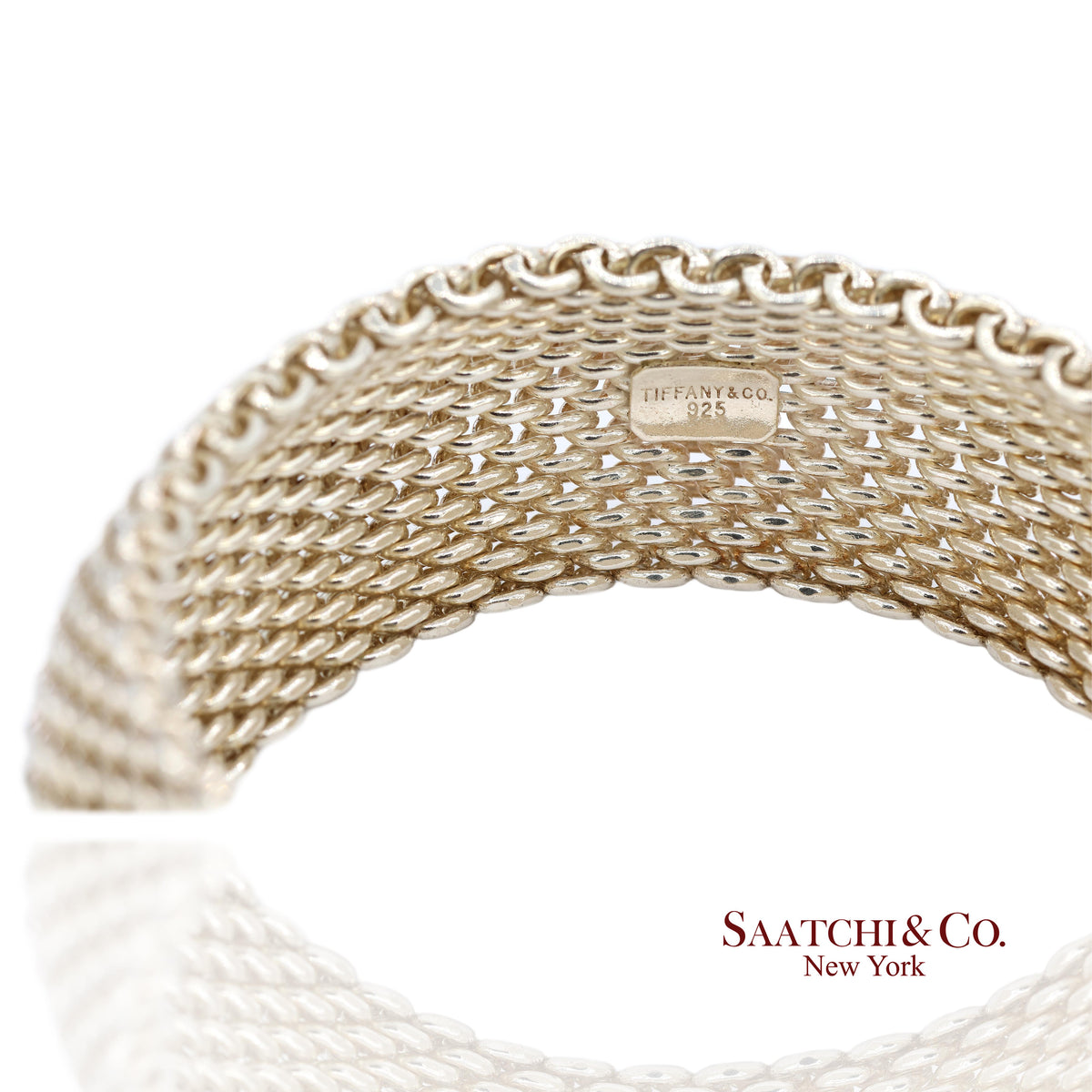 Tiffany & Co. Sterling Silver Somerset Mesh Wide Bangle Bracelet