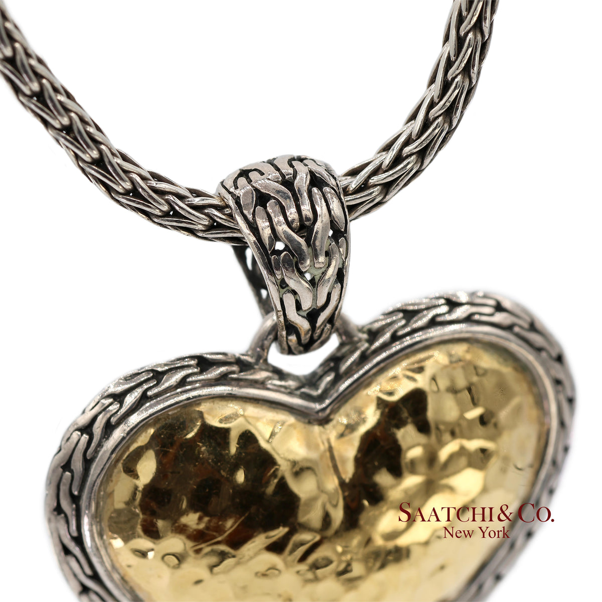 John Hardy 22K Yellow Gold and Sterling Silver Heart Pendant Necklace