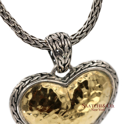 John Hardy 22K Yellow Gold and Sterling Silver Heart Pendant Necklace