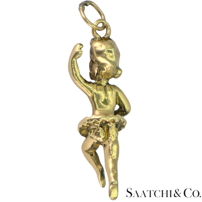 Dancer / Statue 14K (585) Gold Vintage Charm For Bracelet; 5.6 Gram