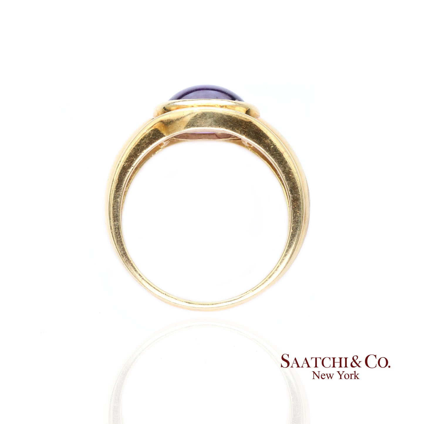 18k (750) Yellow Gold Natural cabochon Amethyst Ring