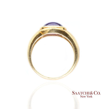 18k (750) Yellow Gold Natural cabochon Amethyst Ring