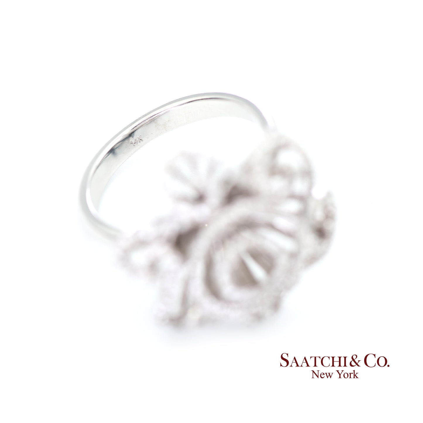 14k(585) White Gold  Natural Diamond Ring Size 7