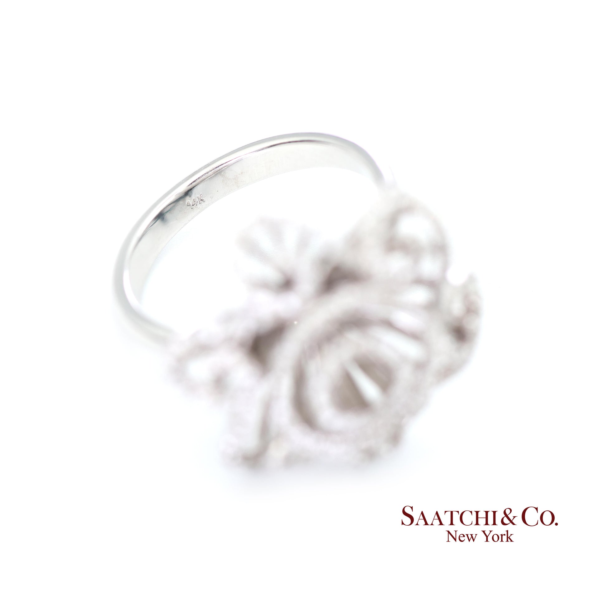 14k(585) White Gold  Natural Diamond Ring Size 7