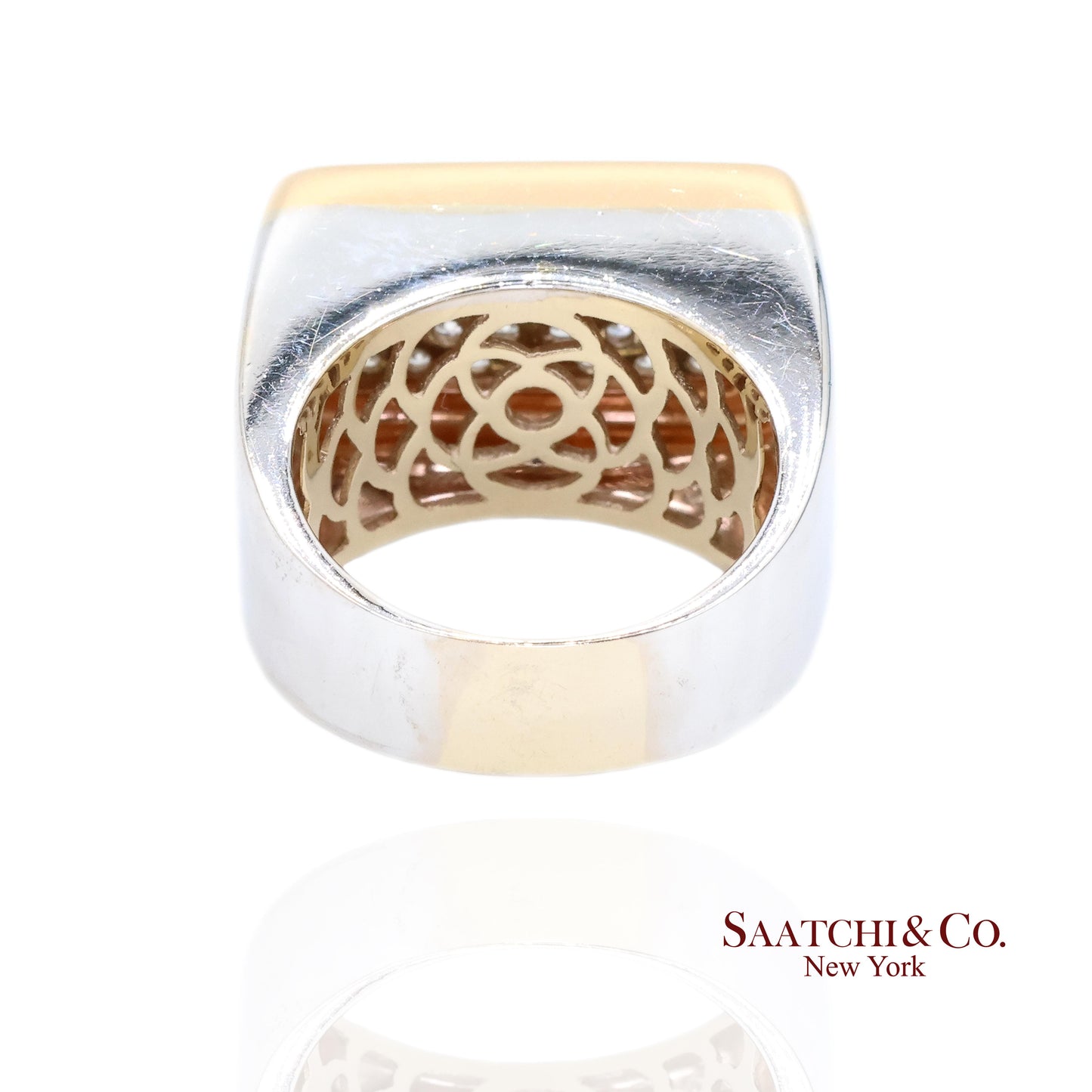 18k (750) Two Tone White Yellow Gold Natural Diamond Ring