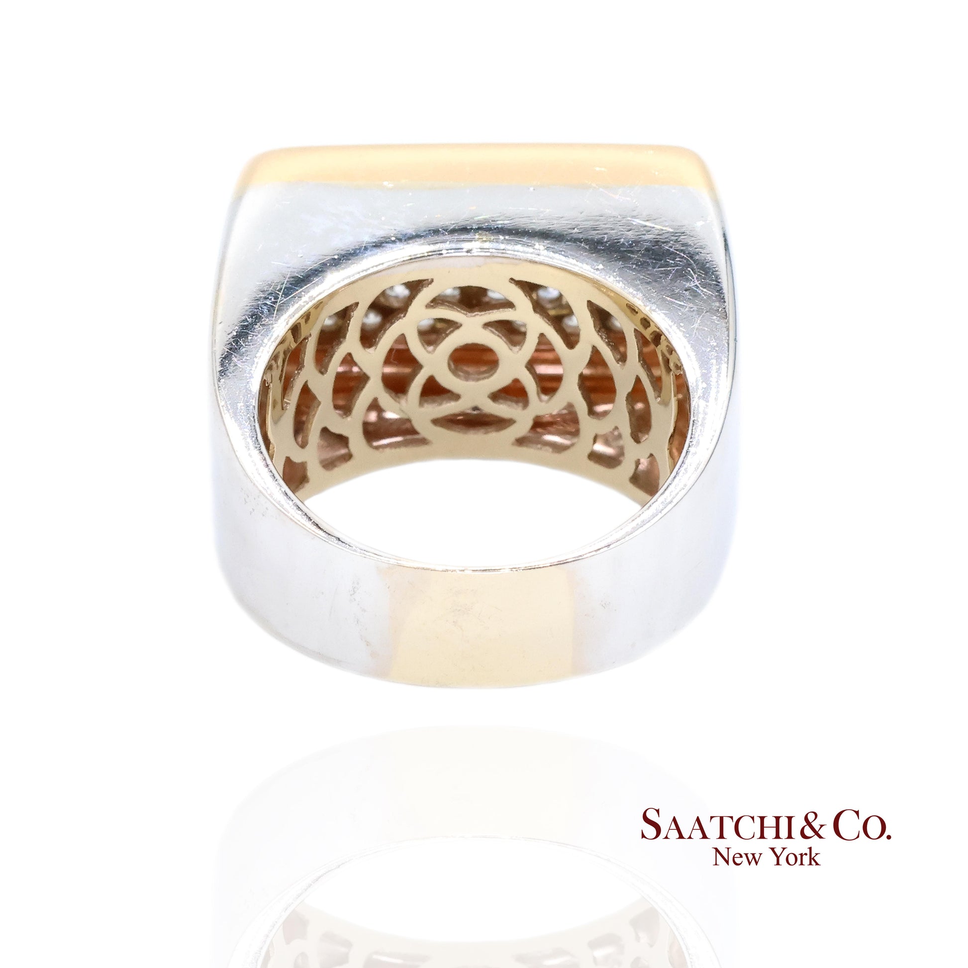 18k (750) Two Tone White Yellow Gold Natural Diamond Ring