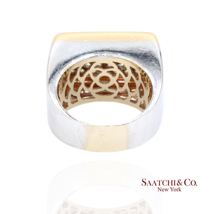 18k (750) Two Tone White Yellow Gold Natural Diamond Ring