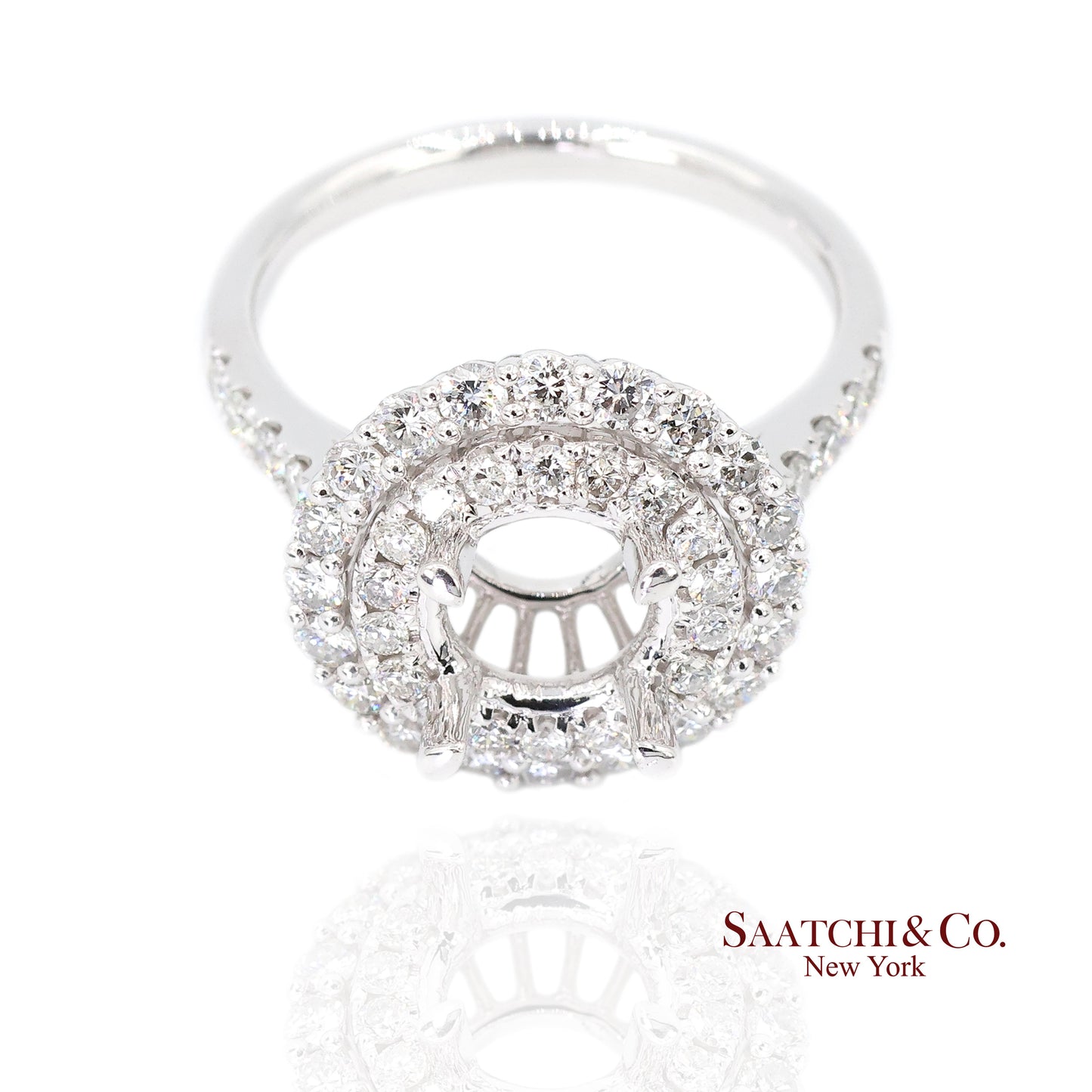 Platinum 950 Natural Brilliant Diamond Mounting Size 6.5