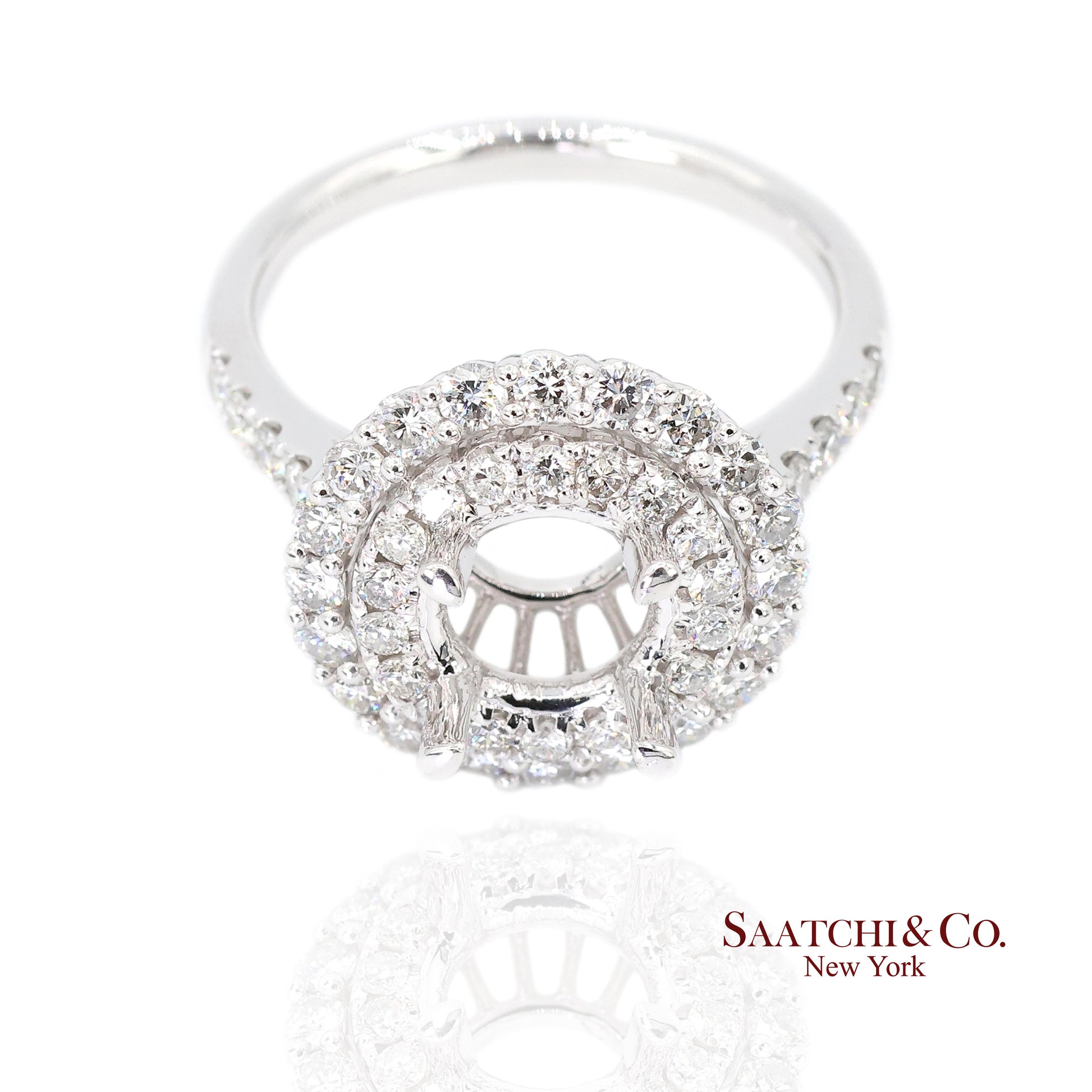 Platinum 950 Natural Brilliant Diamond Mounting Size 6.5