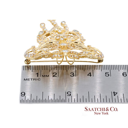 18k (750) Yellow Gold Natural Diamond Convertible Pendant and Brooch