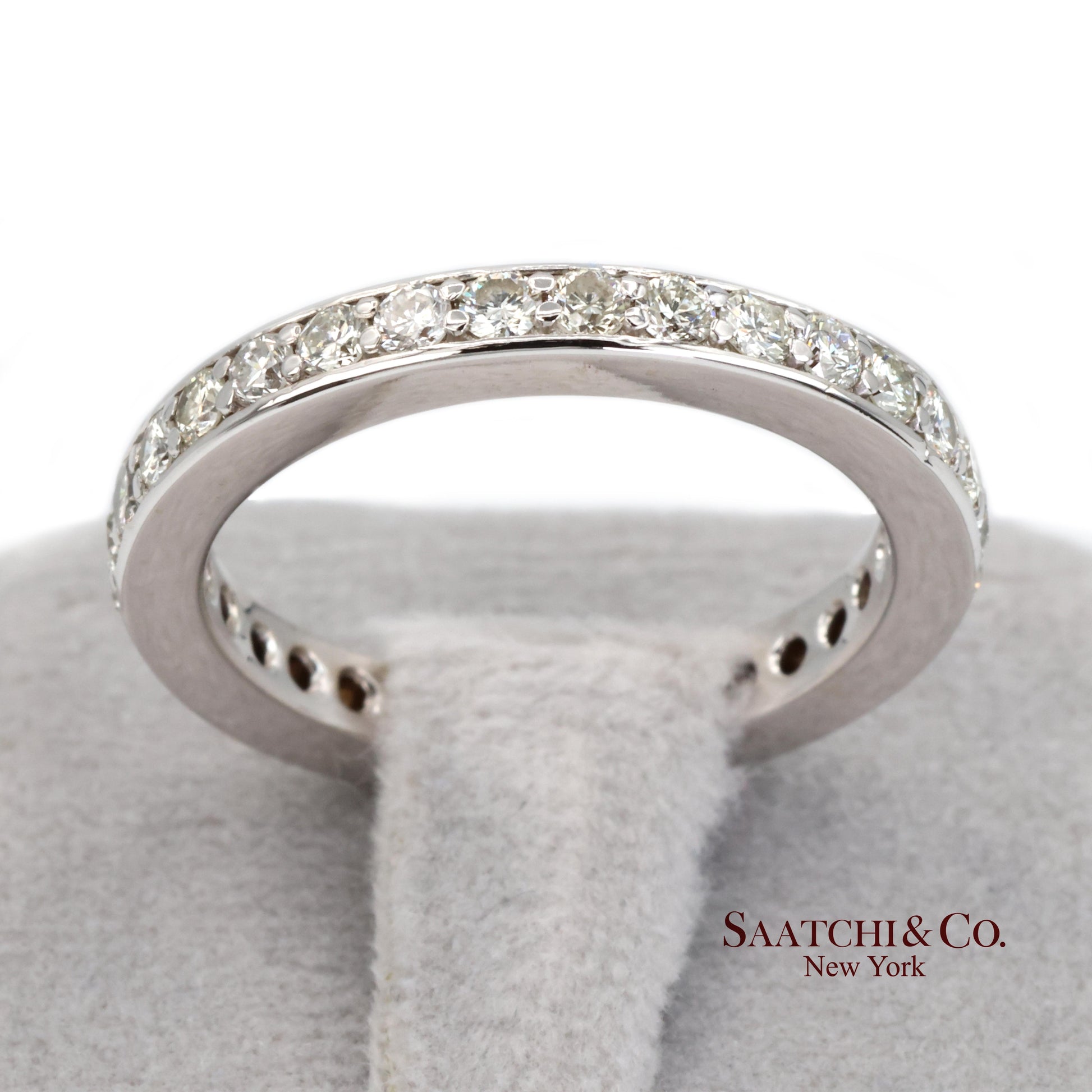 14k (585) White Gold Natural Diamond Eternity Band Size 6.5