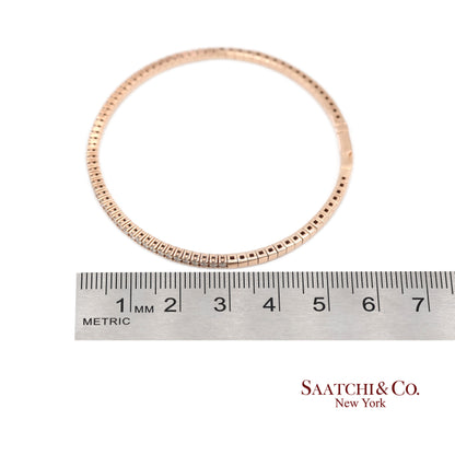 14K (585) Solid Rose Gold Flexible Natural Diamond Bangle Tennis Bracelet