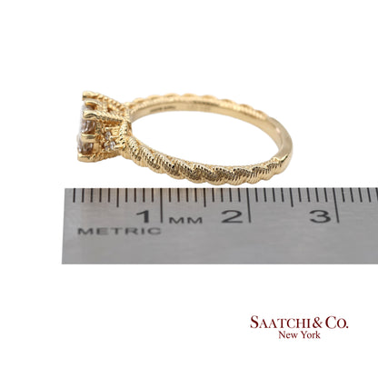 Judith Ripka 14K (585) Yellow Gold Natural Diamond Square Illusion Band Ring