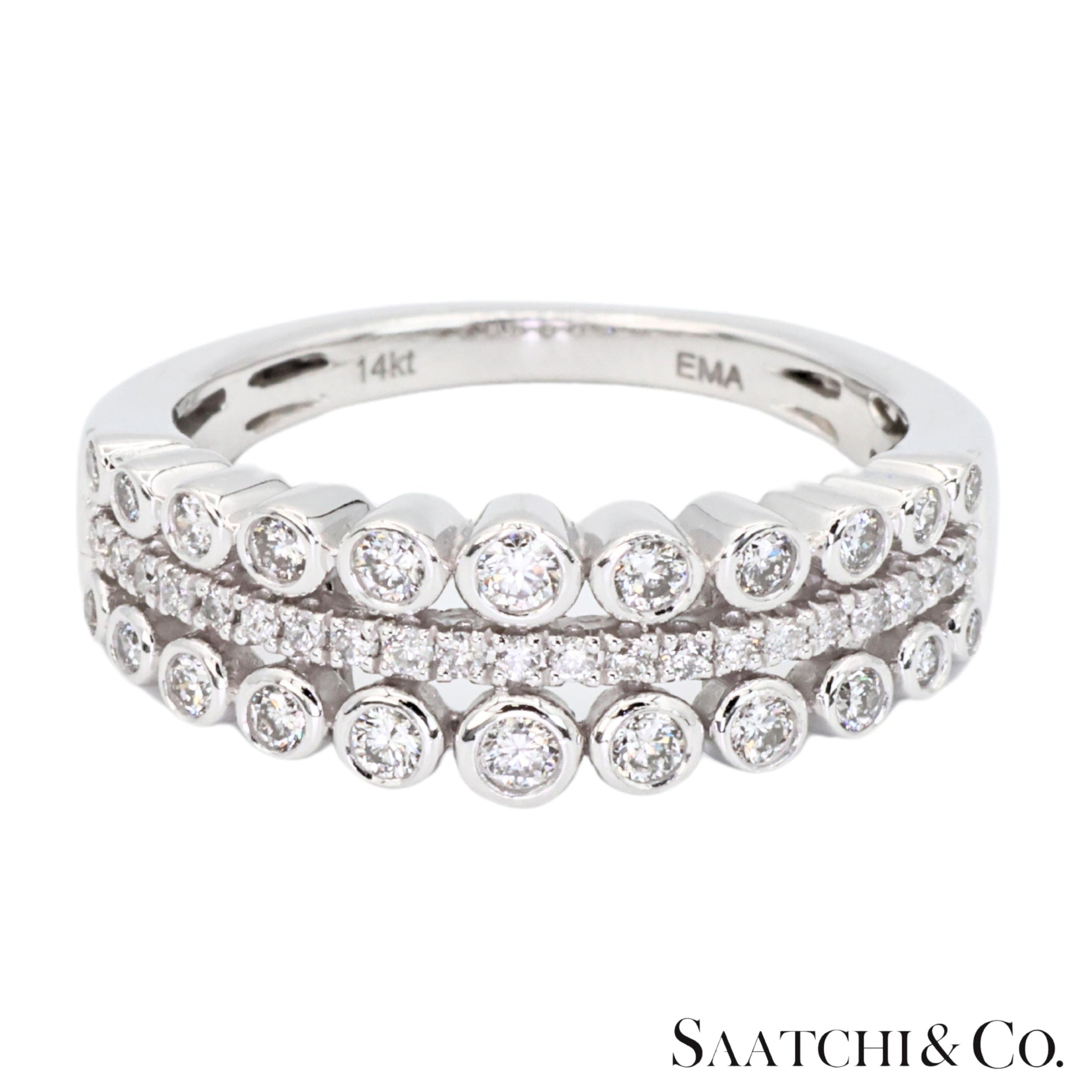 14k(585) White Gold Natural White Diamond Ring