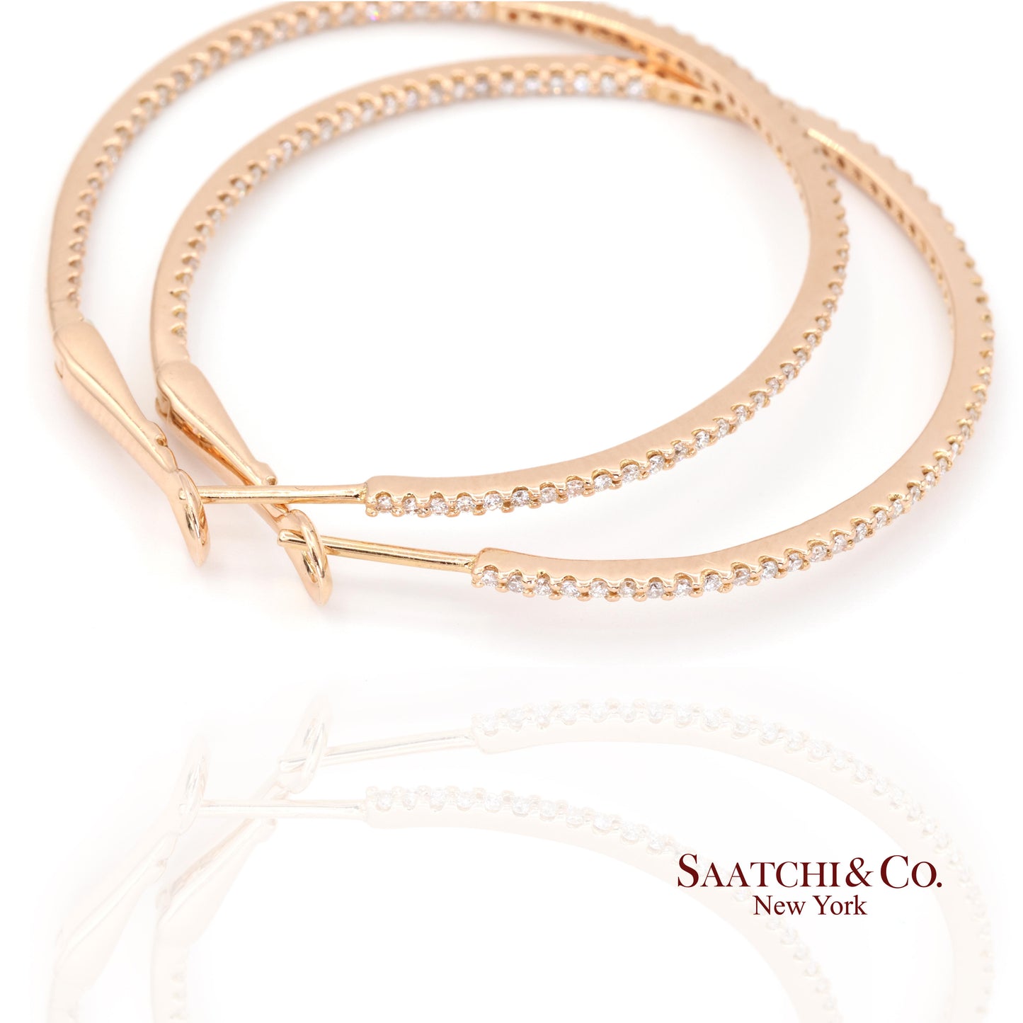 18k (750) Rose Gold Natural Diamond Hoop Earrings