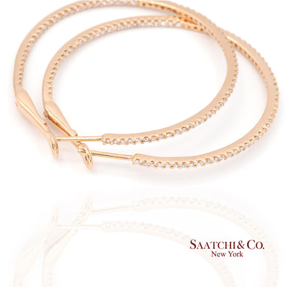 18k (750) Rose Gold Natural Diamond Hoop Earrings