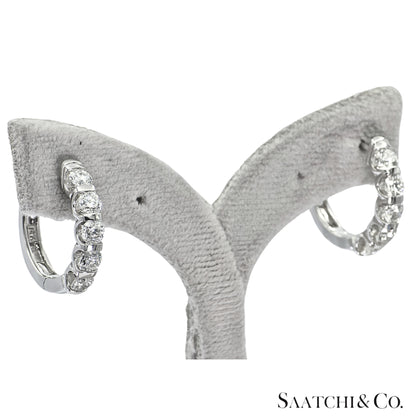 Natural Diamond Hoop Earrings 14K (585) White Gold