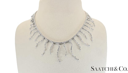 18K (750) White Gold - 12.60 Ct Natural Diamond -VVS: Necklace