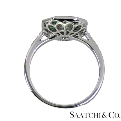 GIA - 18K (750) Emerald Shape Natural Round VVS Diamond Sapphire Emerald Ring