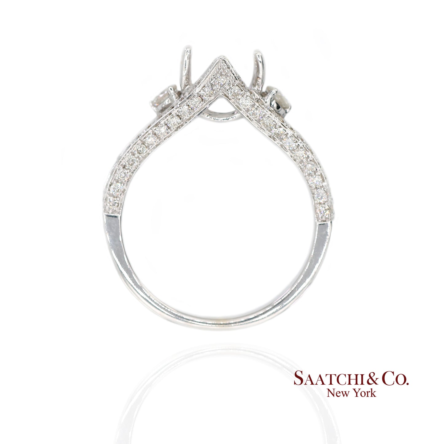 18K (750) White Gold Natural Brilliant Diamond Semi Mount Ring Size 6.5