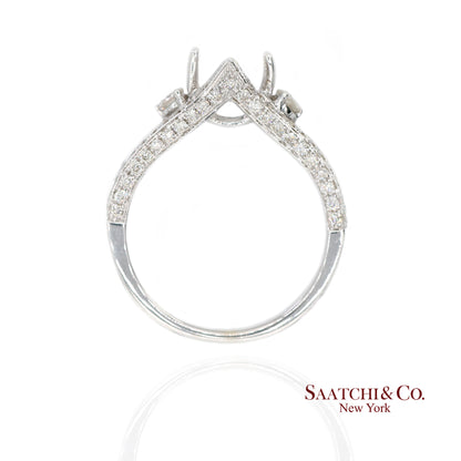 18K (750) White Gold Natural Brilliant Diamond Semi Mount Ring Size 6.5