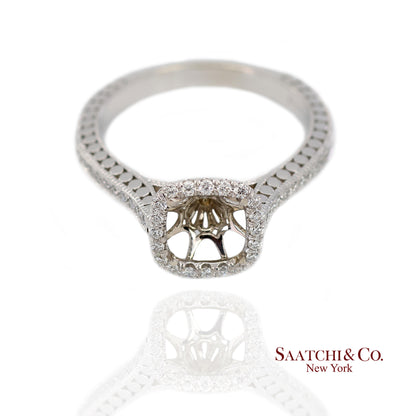 14K (585) White Gold Natural Brilliant Diamond Semi Mount Ring Size 7