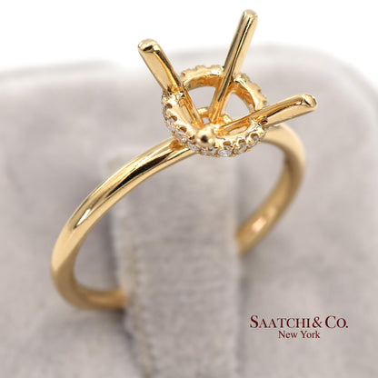 18K (750) Yellow Gold Natural Brilliant Diamond Semi Mount Ring Size 6