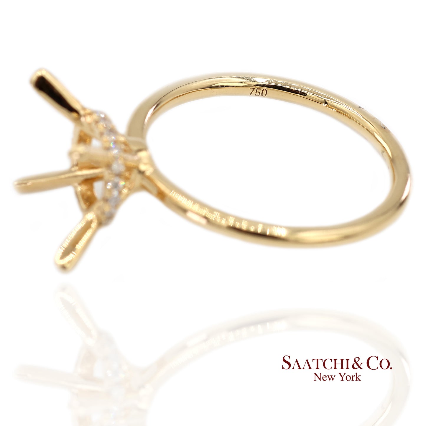 18K(750) Yellow Gold Natural Brilliant Diamond Mounting Ring