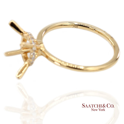 18K(750) Yellow Gold Natural Brilliant Diamond Mounting Ring