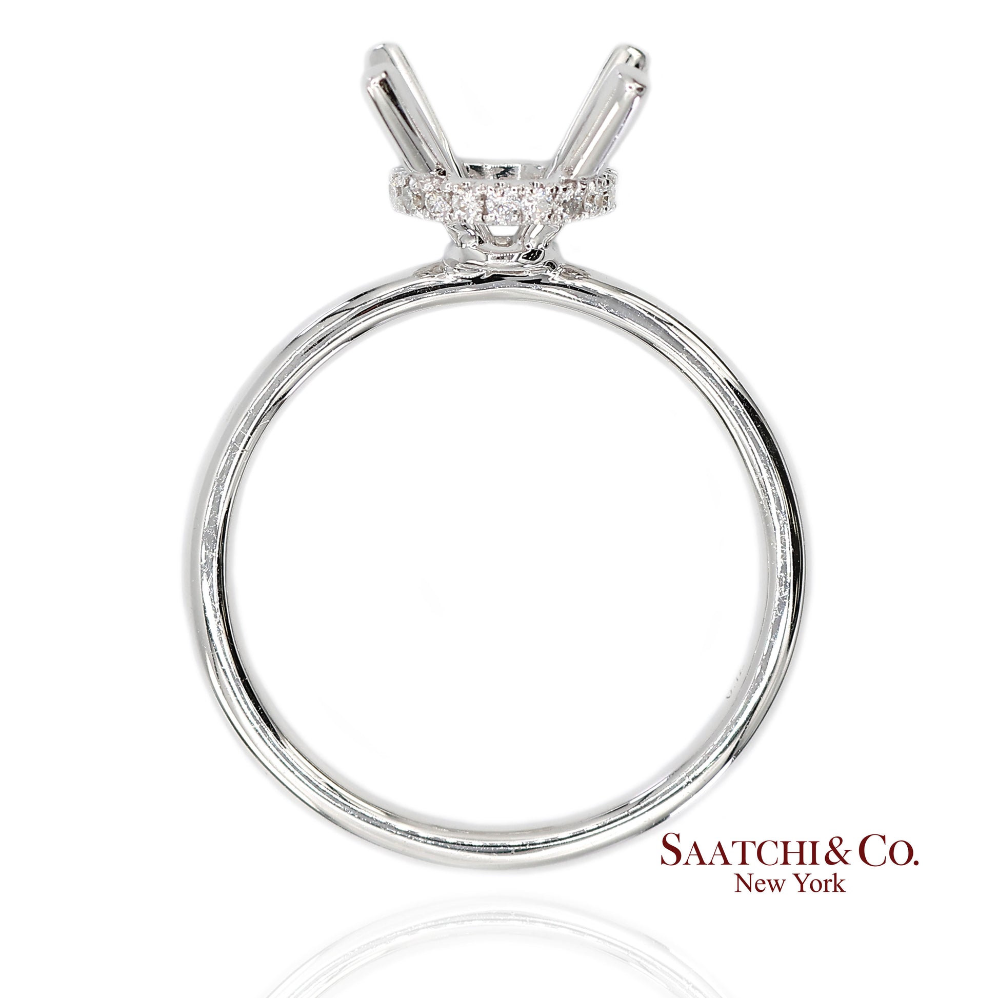 18K(750) White Gold Natural Brilliant Diamond Mounting Ring
