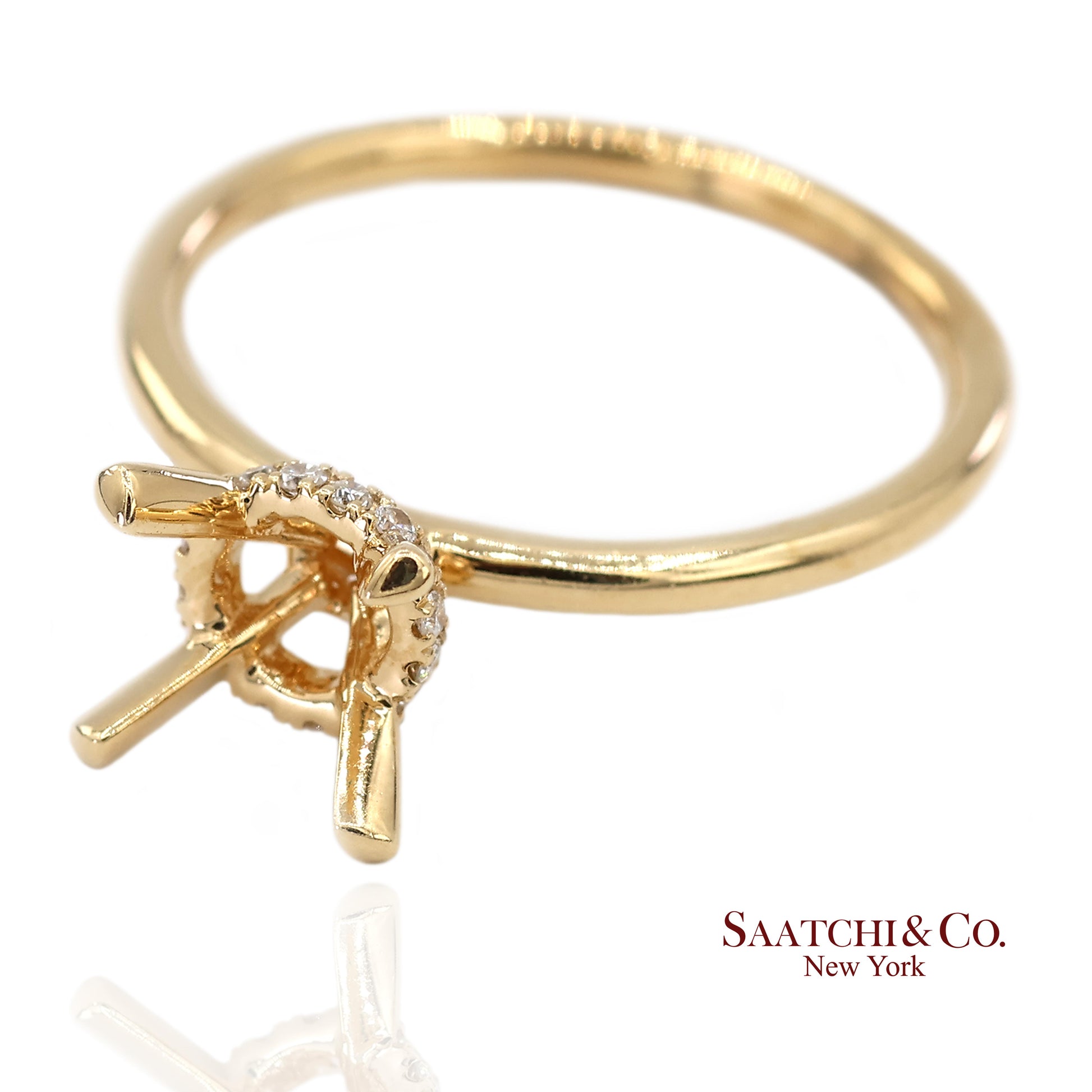 18K(750) Yellow Gold Natural Brilliant Diamond Mounting Ring
